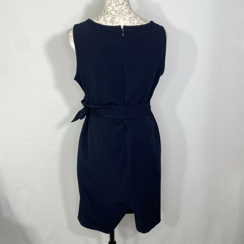 120-172 Anne Klein, Blue, Size: 10 petite blue dress suit w/waist tie polyesther/elastane