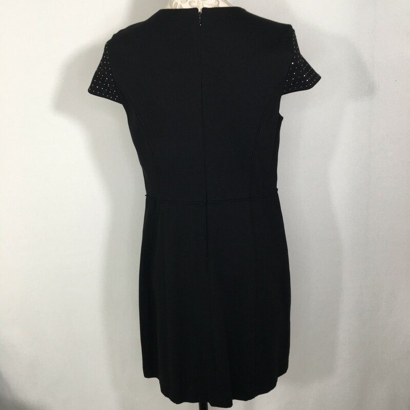 100-127 Cynthia Steffe, Black, Size: 12 plain black dress with studded short sleeves