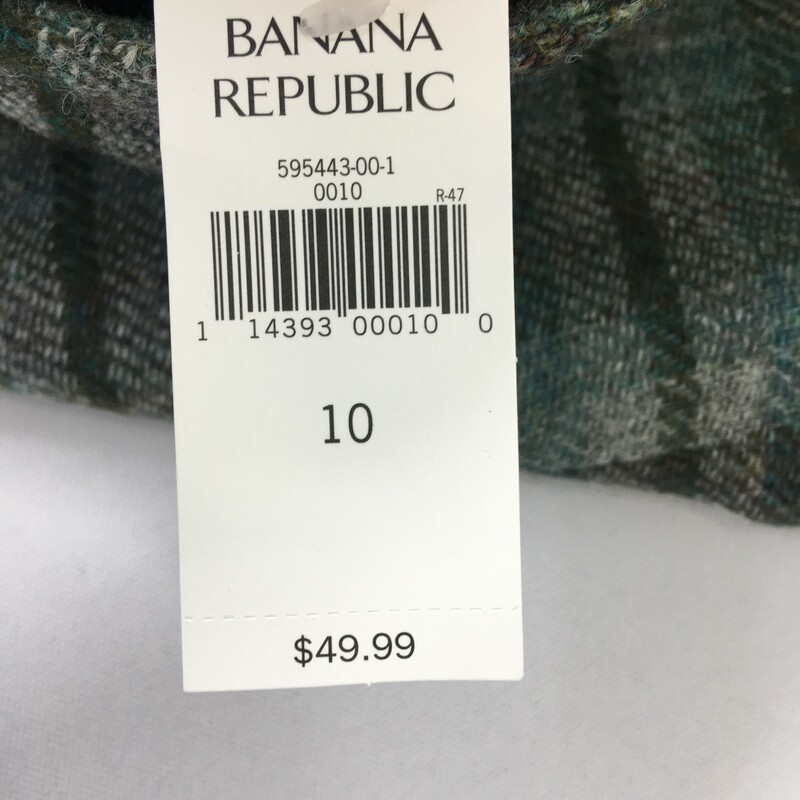 102-111 Banana Republic, Green, Size: 10 Green plaid knee lenght skirt 100% wool