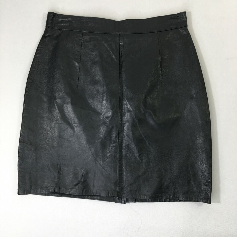 100-163 Leather Skirt, Black Le, Size: 10