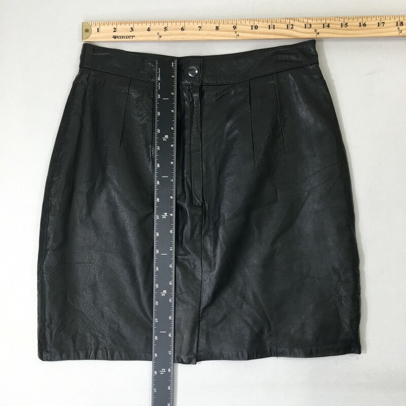 100-163 Leather Skirt, Black Le, Size: 10