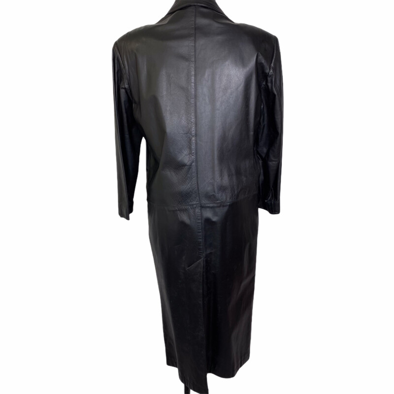 100-479 Global Identity L, Black, Size: Small long length button up leather jacket
