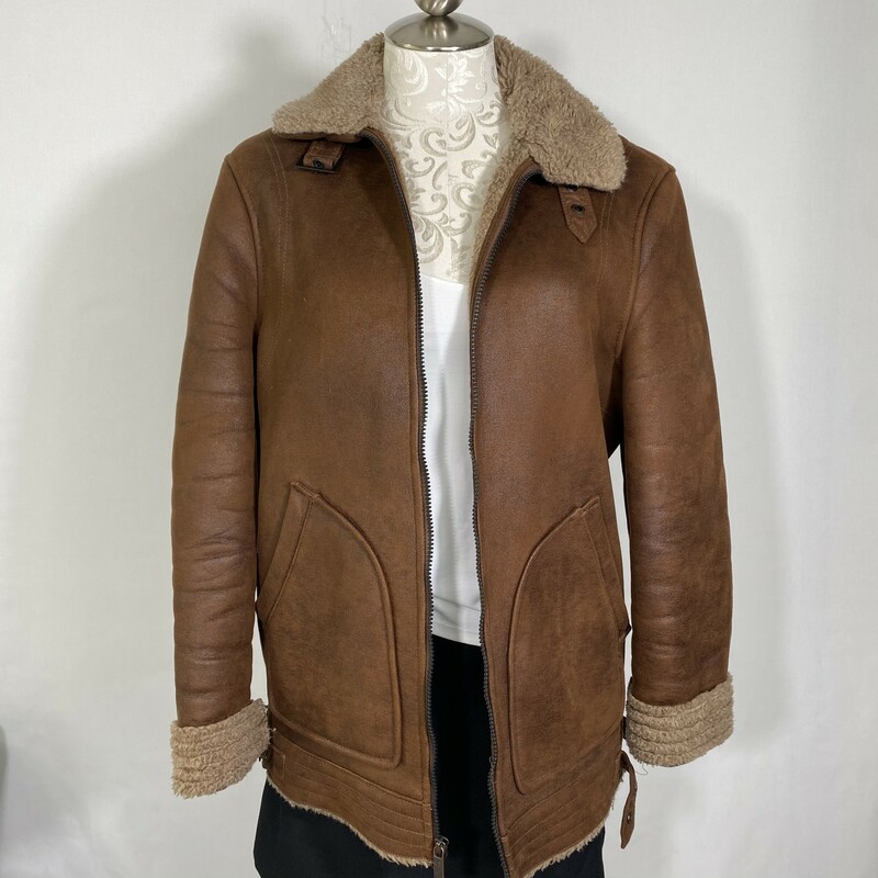 100-283A Buffalo David Bi, Brown, Size: Small fur lined leather suede jacket