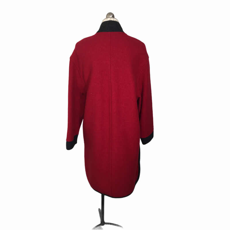 114-108 Geiger Collection, Red Grey, Size: 40 red/grey winter coat wth silver buttons wool