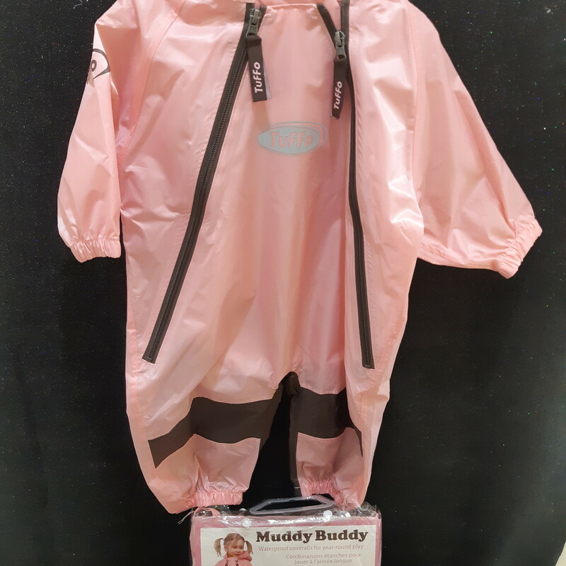 Muddy Buddy Rainsuit -Pink-Size 12m

These unique waterproof coveralls by Tuffo offer toddlers full-body coverage and protection from the rain and elements. Features: Generous fit allows for layering of clothing and easy movement Dual front zippers for quick, on-the-go changes Reinforced with extra-heavyweight nylon for seat and knees Elasticized hood with brim to shed water.