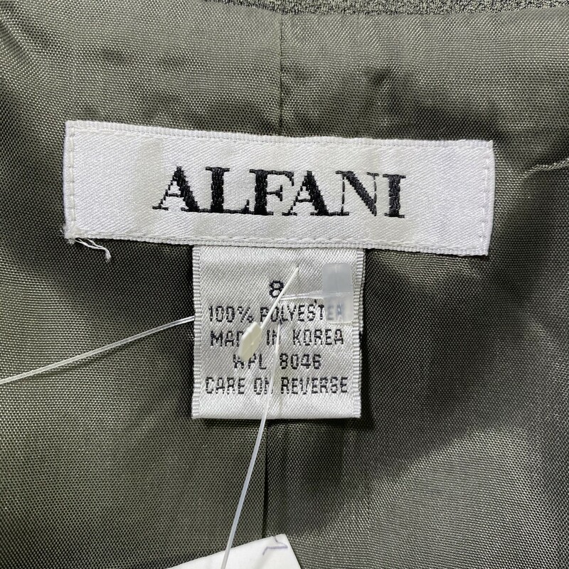 109-007 Alfani Skirt/blaz, Grey, Size: 8 100% polyester one button blazer with skirt