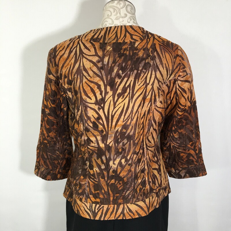 100-048 Coldwater Creek, Orange, Size: 8 button up zepra print jacket
