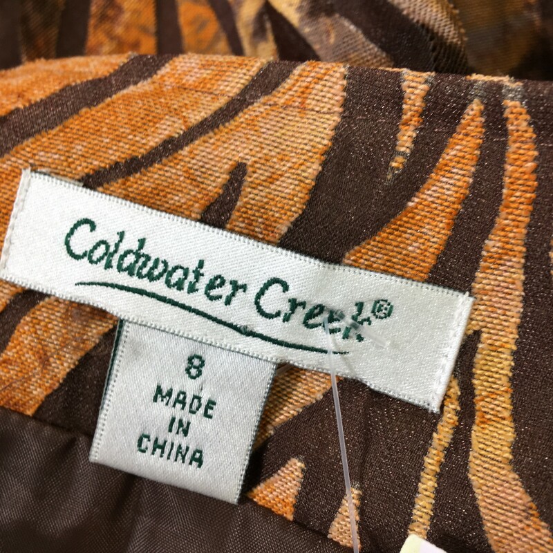 100-048 Coldwater Creek, Orange, Size: 8 button up zepra print jacket