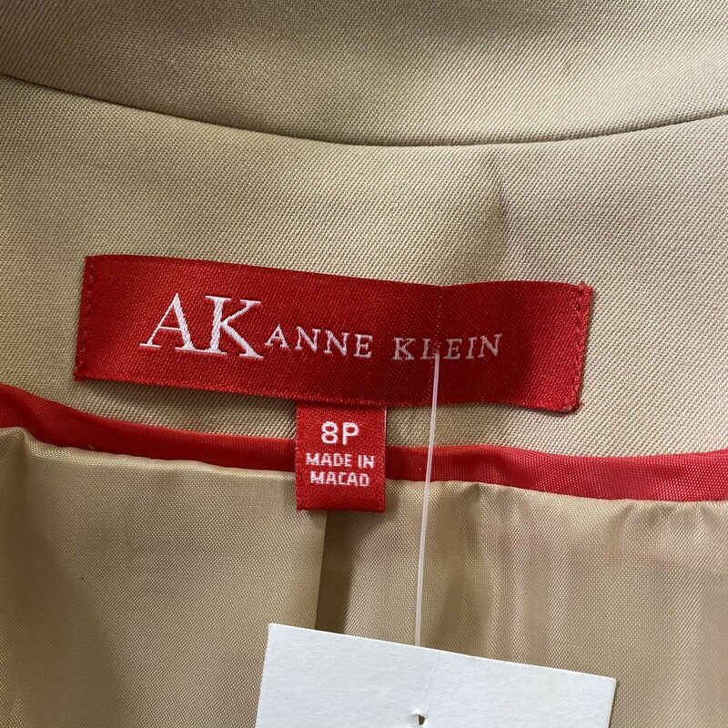 100-087 Anne Klein, Tan, Size: 8 petite button up blazer