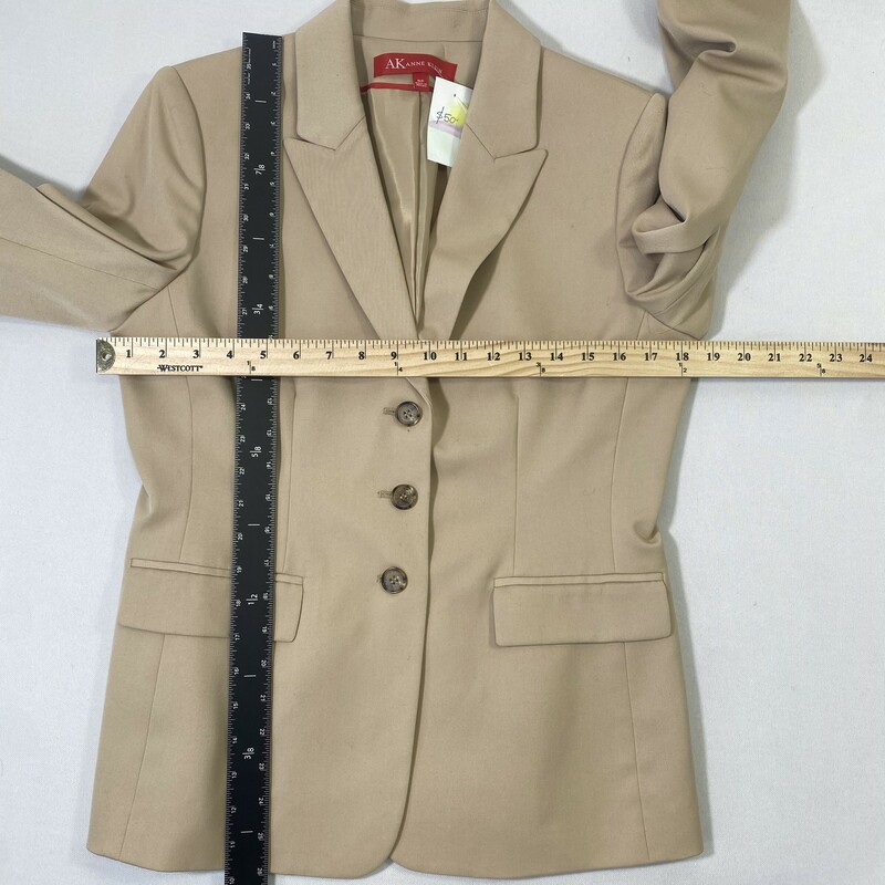 100-087 Anne Klein, Tan, Size: 8 petite button up blazer