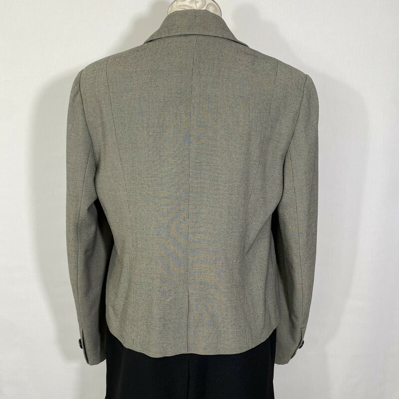120-545 Rafaella, Grey, Size: 10 black and white close knit patterned blazer with grey buttons 72% polyester 23% rayon 5% spandex  good