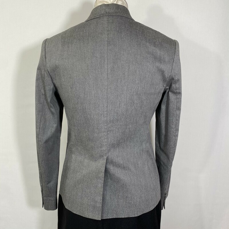 100-624 J.crew, Grey, Size: 4 Grey button up blazer w/3 front pockets cotton/nylon/spandex