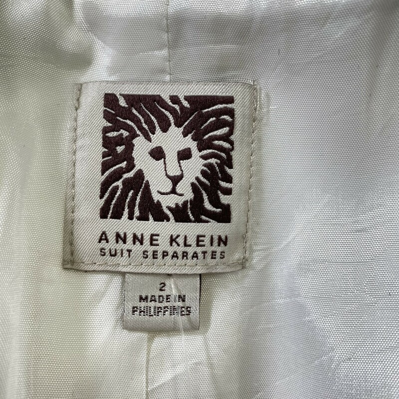 100-444 Anne Klein Blazer, White, Size: 2 one button blazer with buttons on sleeves