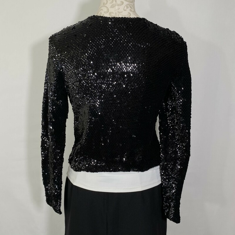 100-605A Sequin Long Slee, Black, Size: Small