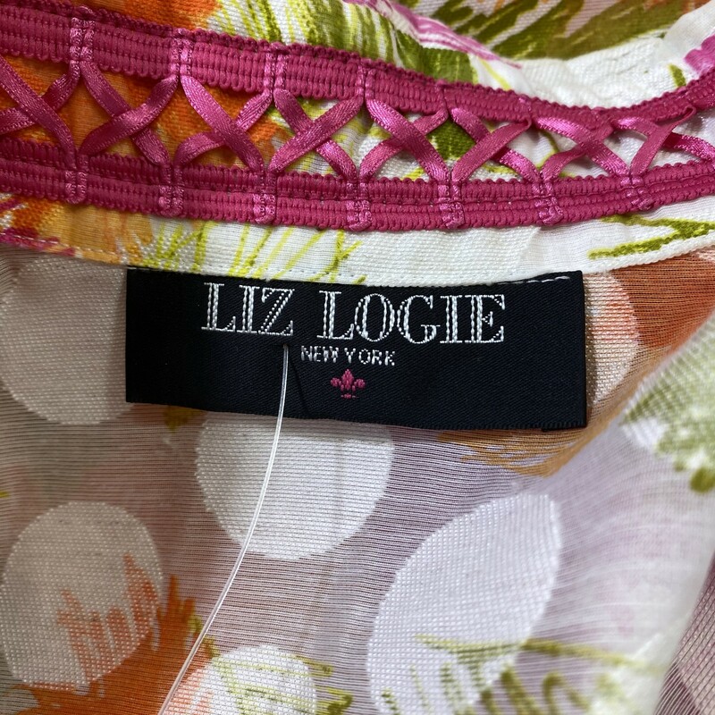 110-056 Liz Logie, Patterne, Size: Medium Floral Patterned Button-Up -  Good