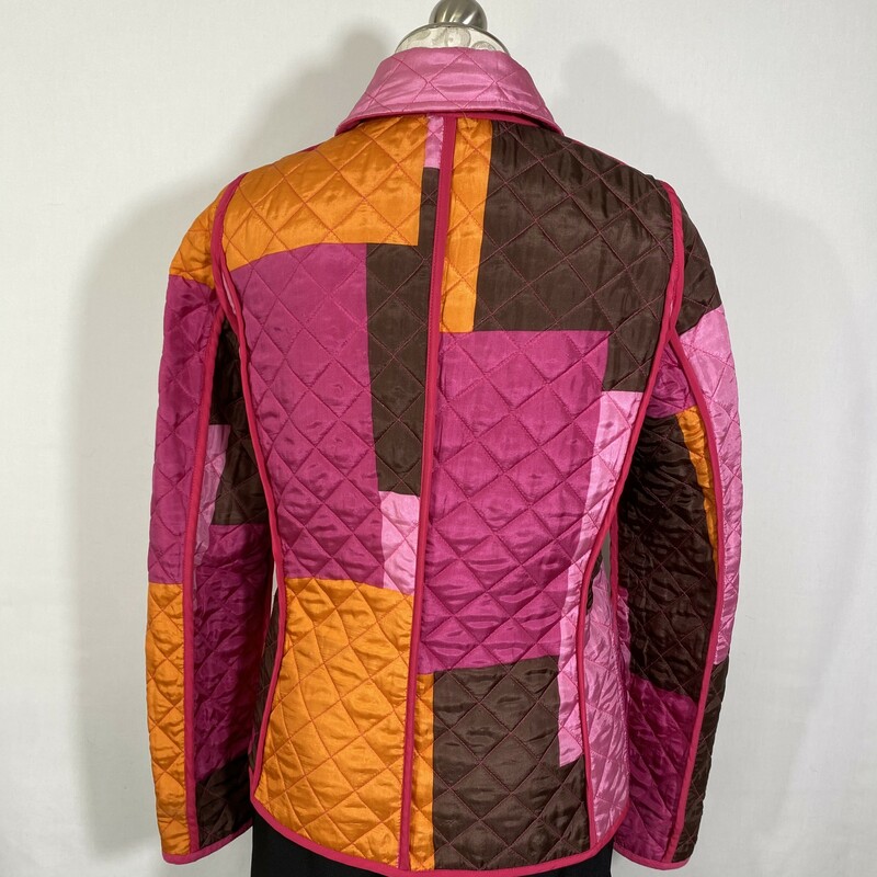 102-201 No Tag, Multicol, Size: Medium Pink multicolored reversible long sleeve jacket no tag