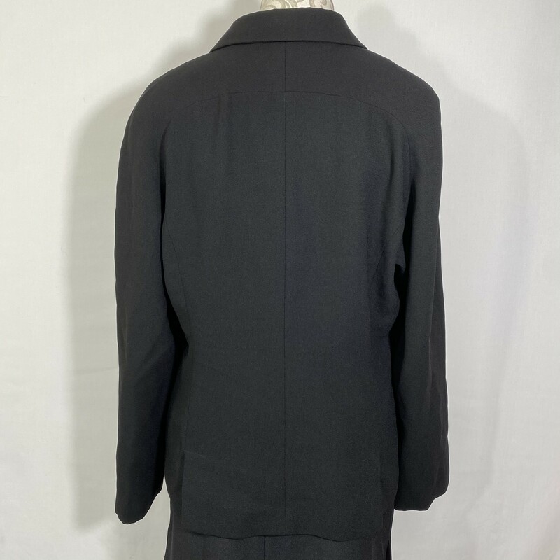 120-575 Karen Scott, Black, Size: 14 plain black full button up blazer 100% polyester  good