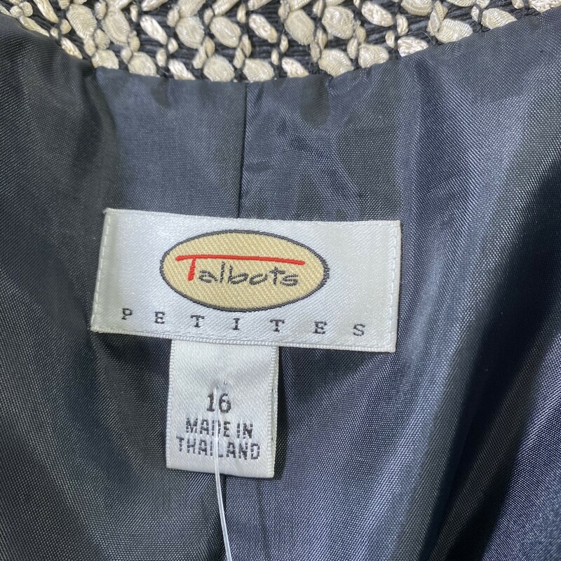 112-035 Talbots, Multicol, Size: 16 petite Patterened Collared Button-Up Jacket nylon/acrylic/cotton/rayon/polyesther  Like New