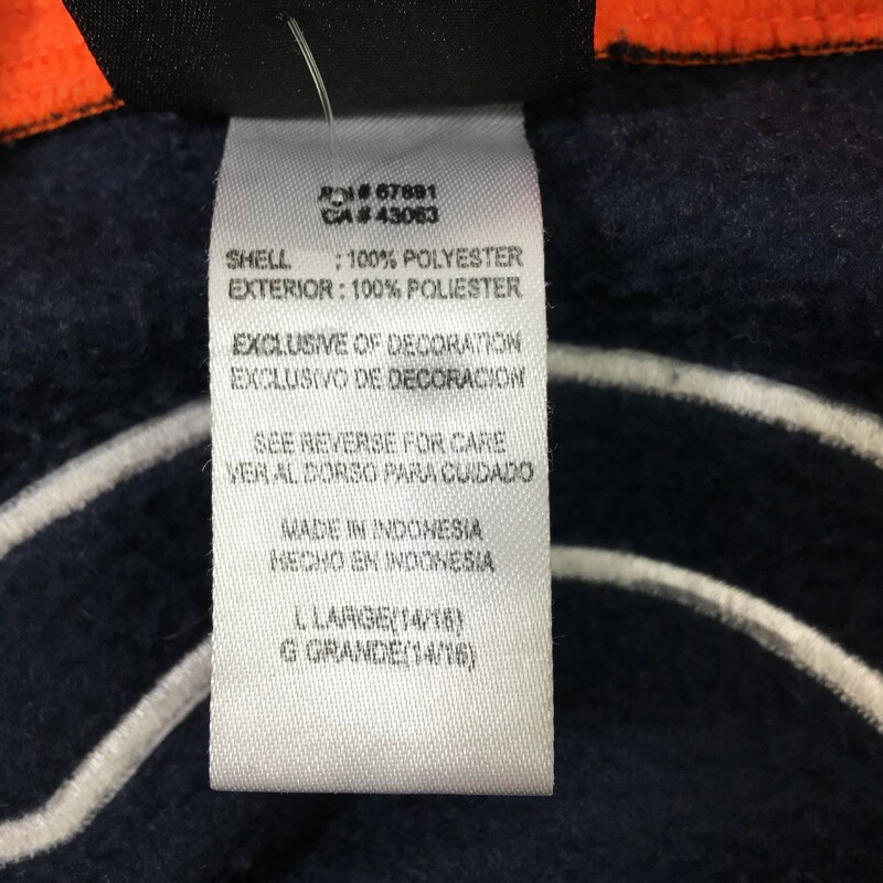 100-905 Nfl, Blue And, Size: Large NFL Bears quarterzip fuzzy sweatshirt 100% polyester  good