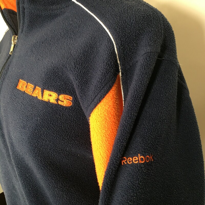 100-905 Nfl, Blue And, Size: Large NFL Bears quarterzip fuzzy sweatshirt 100% polyester  good