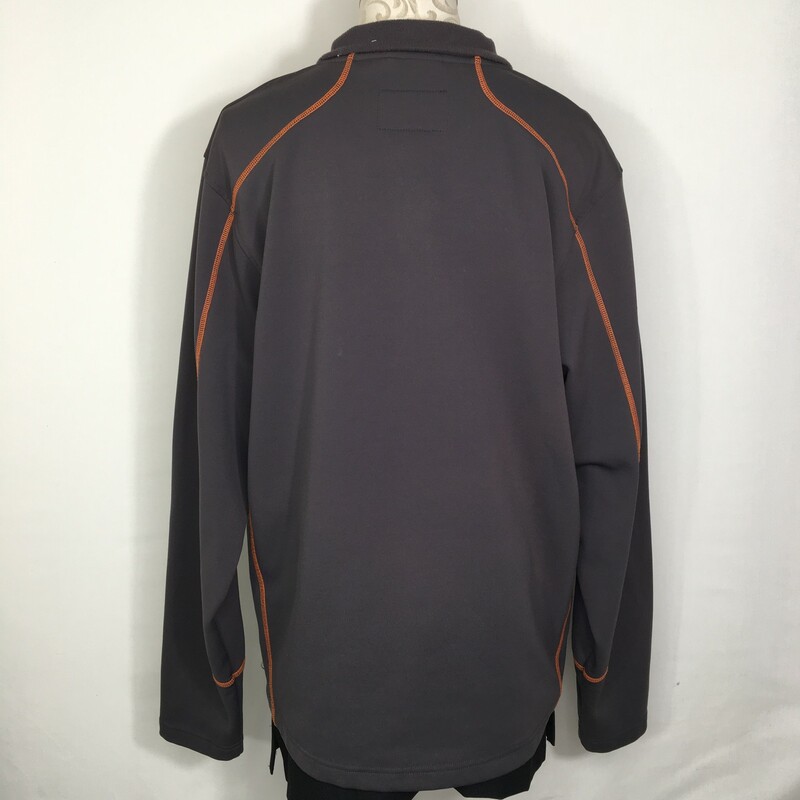 114-071 Atlantis Weatherg, Grey, Size: Large grey long sleeve w/orange stitching 100% polyester