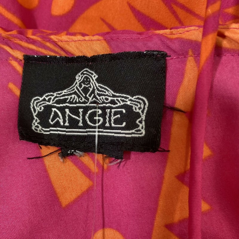 120-201 Angie, Pink/ora, Size: Medium Pink floor lenght dress w/orange accents no tags