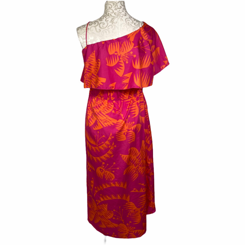 120-201 Angie, Pink/ora, Size: Medium Pink floor lenght dress w/orange accents no tags