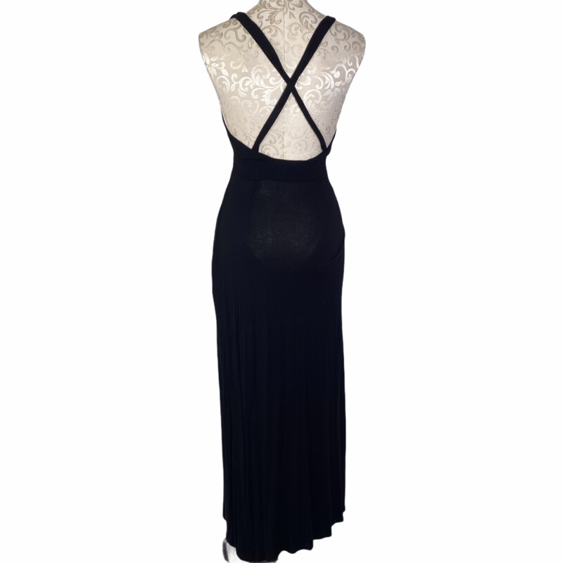 125-039 Outfitters, Black, Size: Small black long dress that crosses in the front and back 95% rayon 5% spandex  good