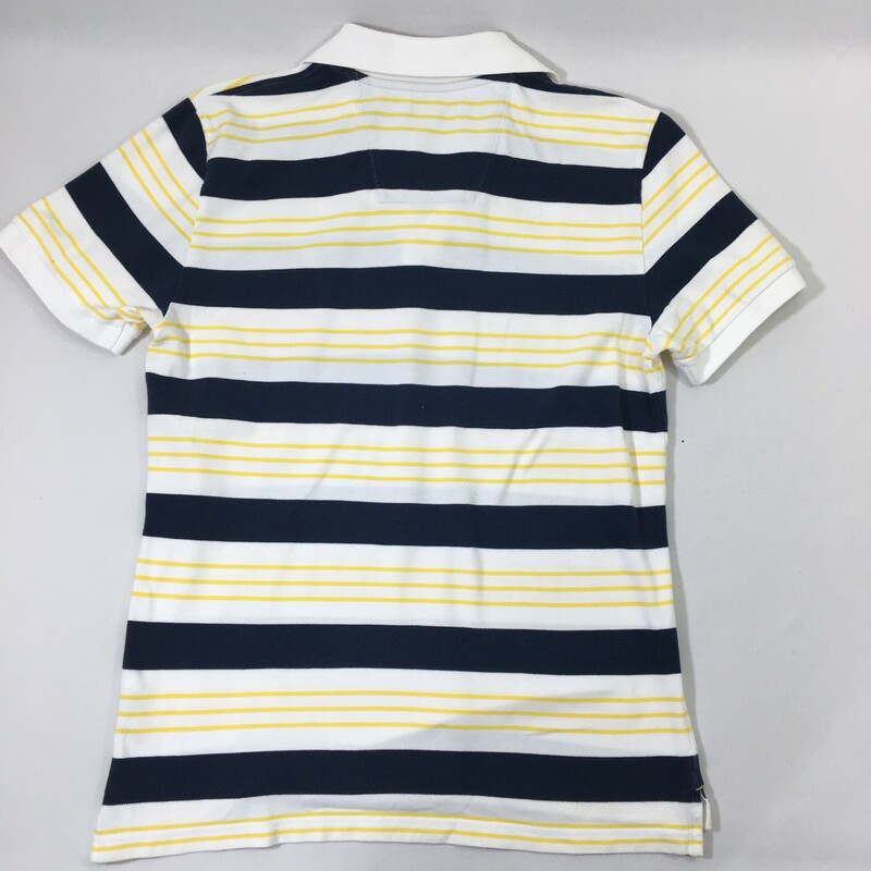 102-175 Nautica, Multicol, Size: Medium White short sleeve polo shirt w/blue and yellow stripes