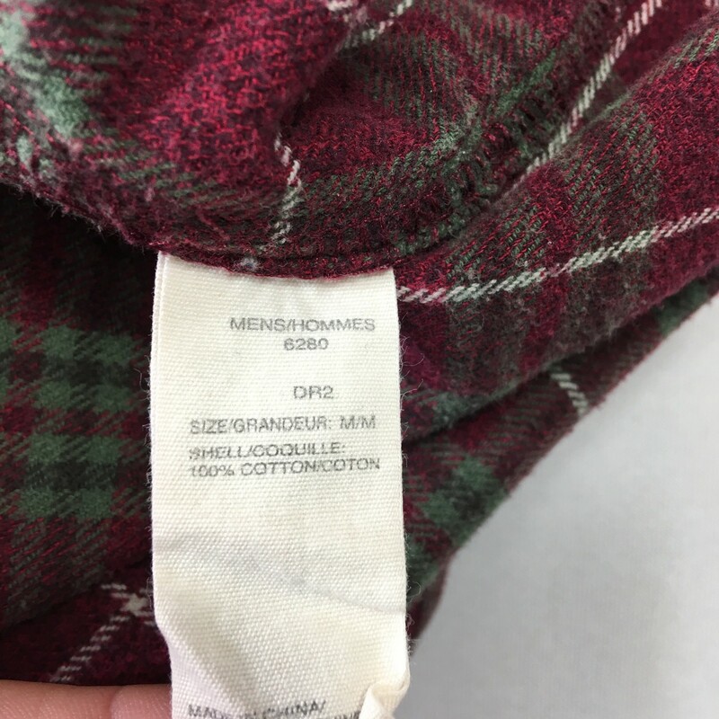 100-673 Woolrich, None, Size: Medium Maroon flannel w/green and white stripes