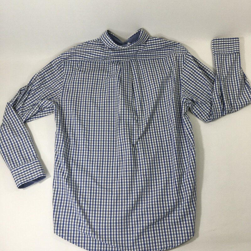 100-1040 Izod, Blue, Size: Large blue and white plaid button up shirt with blue collar no tag  good