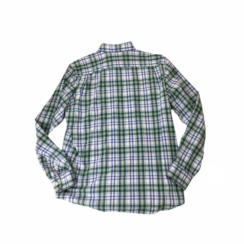 113-043 Old Navy, Green An, Size: Large Green and Blue Plaid Button-Up x  Good