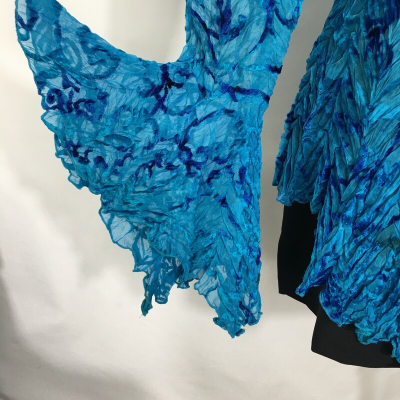 120-427 Cache, Blue, Size: Coverups size large textured sheer blue long sleeve blouse 100% polyester  good