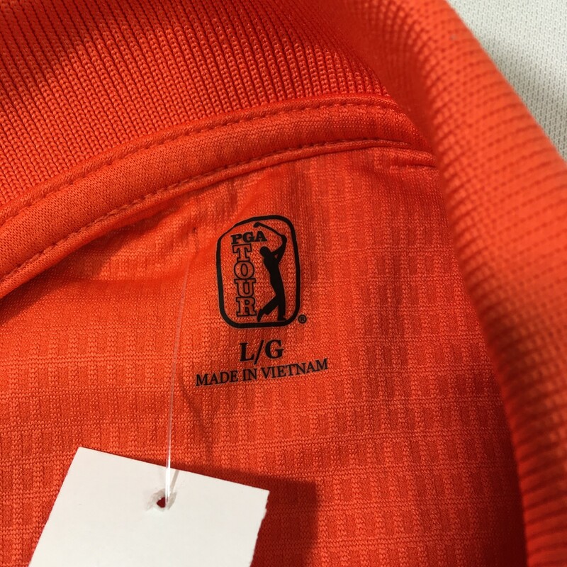 100-1043 Pga Tour, Orange, Size: Large golf polo bright orange shirt 100% polyester  good