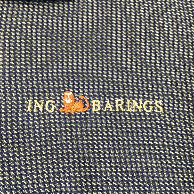 100-943 Ing Barings, Blue, Size: Large Collared polo shirt with ING Barings logo 100% tencel lyocell  good