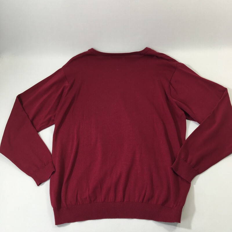 100-1028 Oxford Golf, Cranberry Red, Size: Large , long sleeve, v neck, light 100% cotton golf sweater  good
13.20 oz