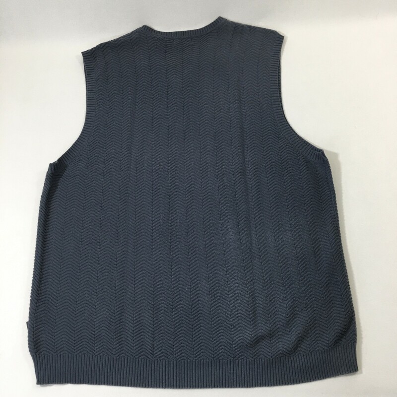 100-1024 Izod, Blue, Size: Large blue chevron textured v neck sweater vest 100% cotton  good