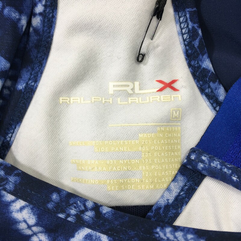 110-127a Rlx Ralph Lauren, Blue, Size: Medium Blue Patterned Athleic Dress 80% Polyester 20% Elastane  Good