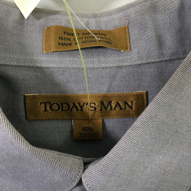 102-121 Today's Man, Gray, Size: 15 1/2 grey long sleeve button down shirt  No tag