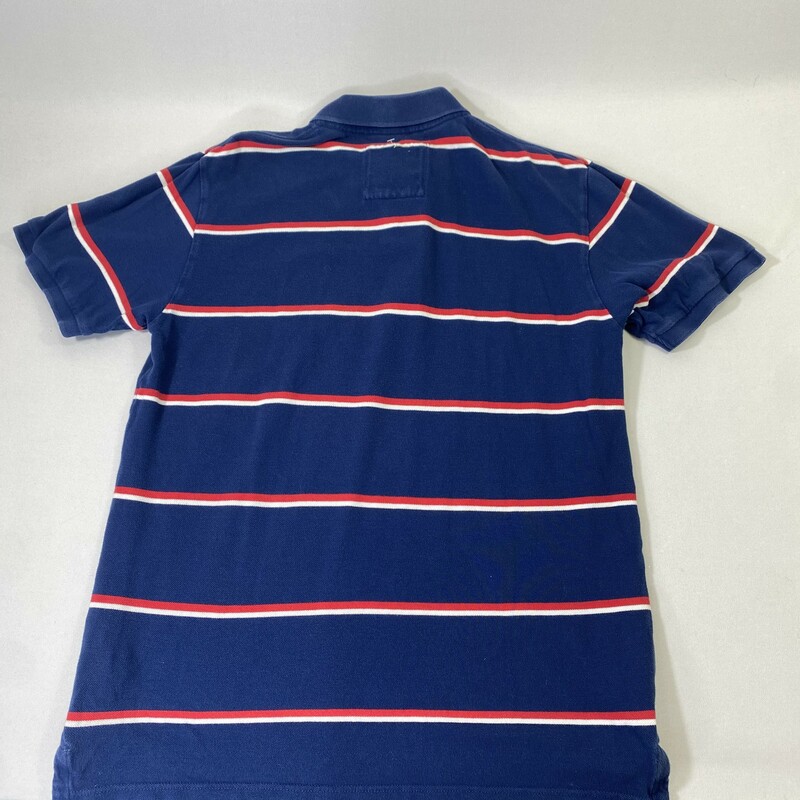 102-192 Sprit, Blue Mul, Size: Medium Blue w/ red and white stripe short sleeve polo shirt 100% cotton