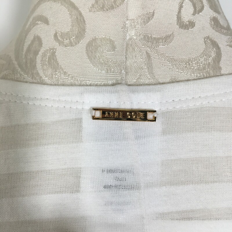 100-080 Anne Cole, White, Size: Medium sheer striped deep v neck coverup dress