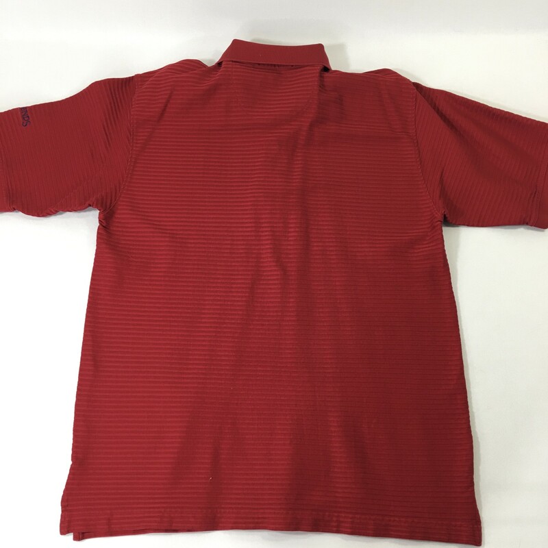 100-1077 Aureus Button Up, Red, Size: Large ribbed striped short sleeve polo