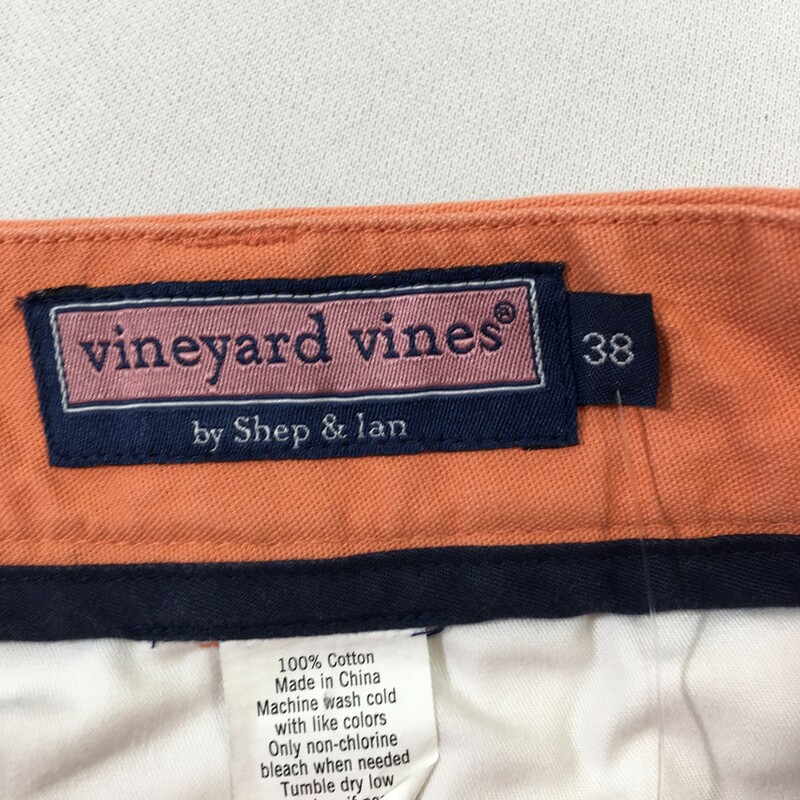 100-768 Vineyard Vines, Orange, Size: 38 orange mens vineyard vines dock shorts 100% cotton  Good