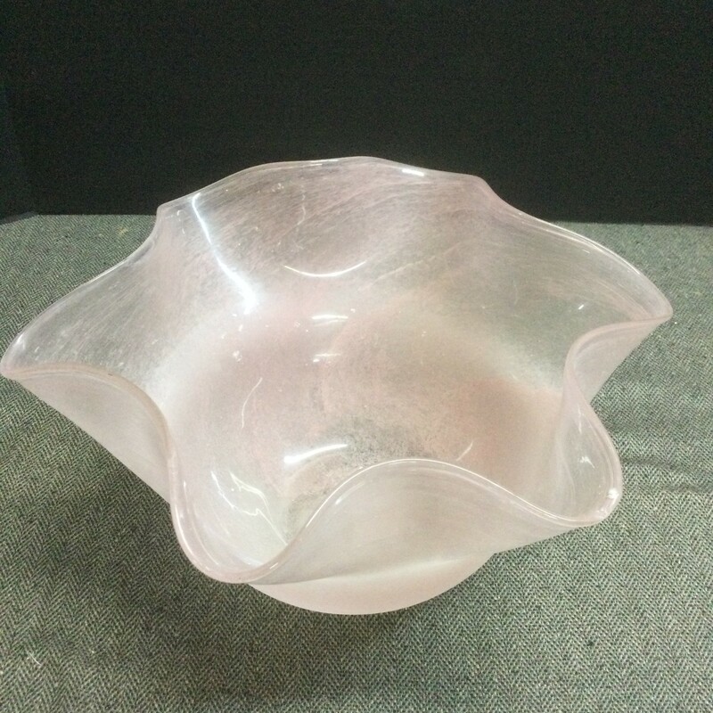 Pink glass bowl. 12d x 5 1/2. Beautiful condition