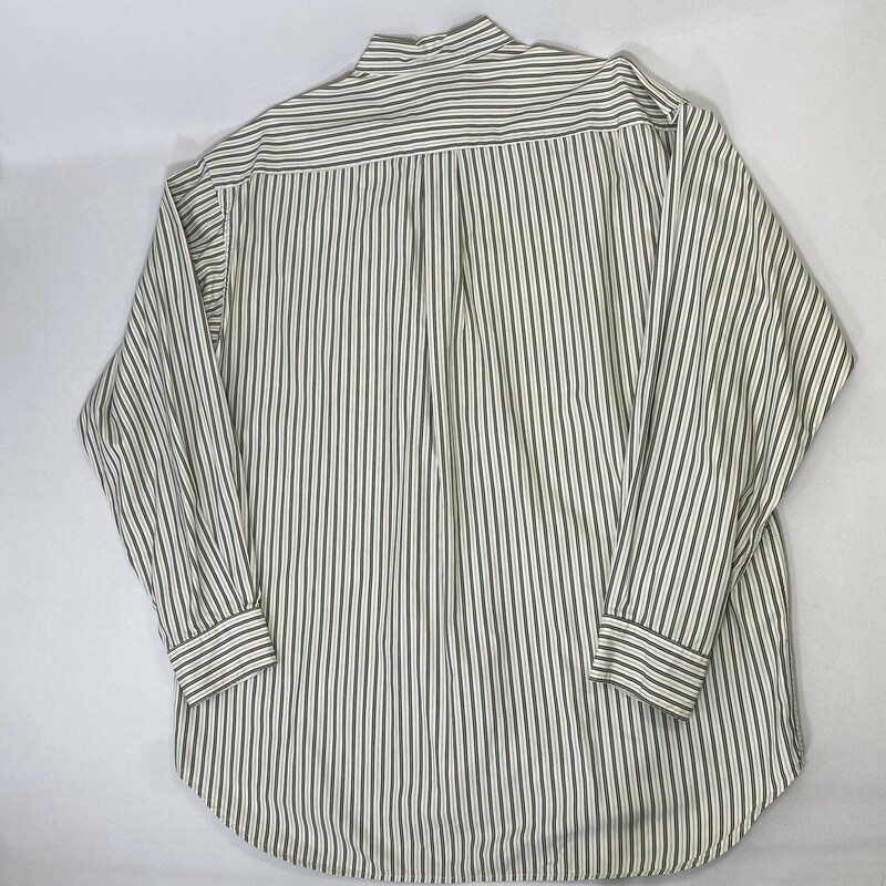 100-1076 Banana Republic, White, Size: Large green striped dress shirt