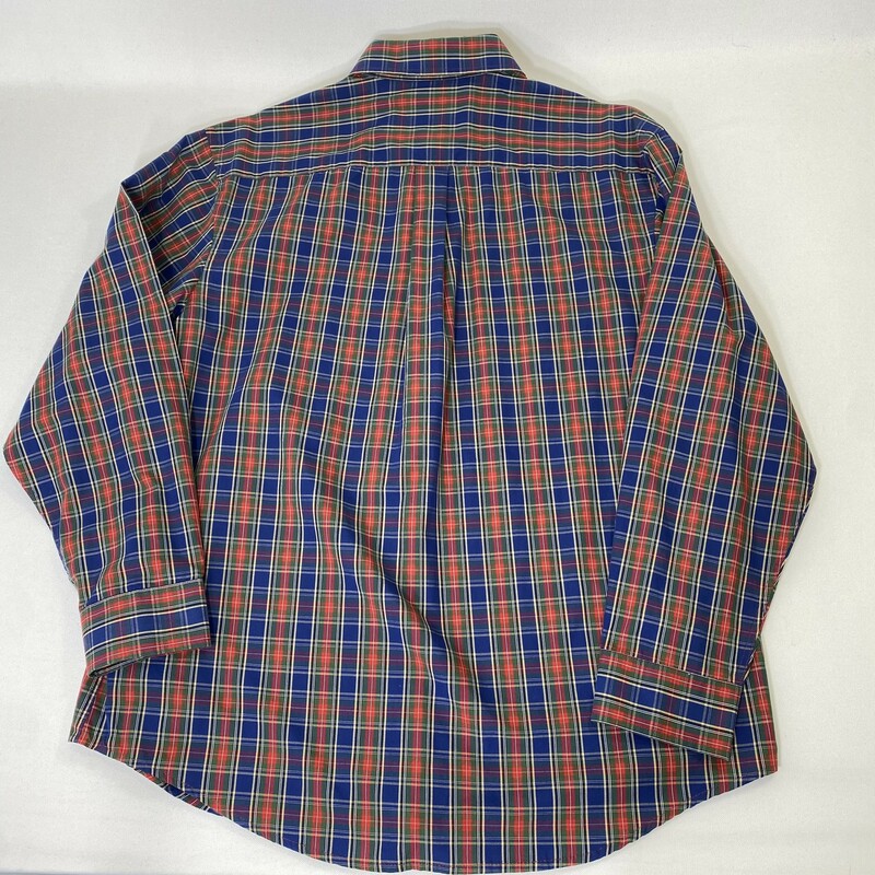 100-1071 Arrow Plaid Button, Blue, Size: Large