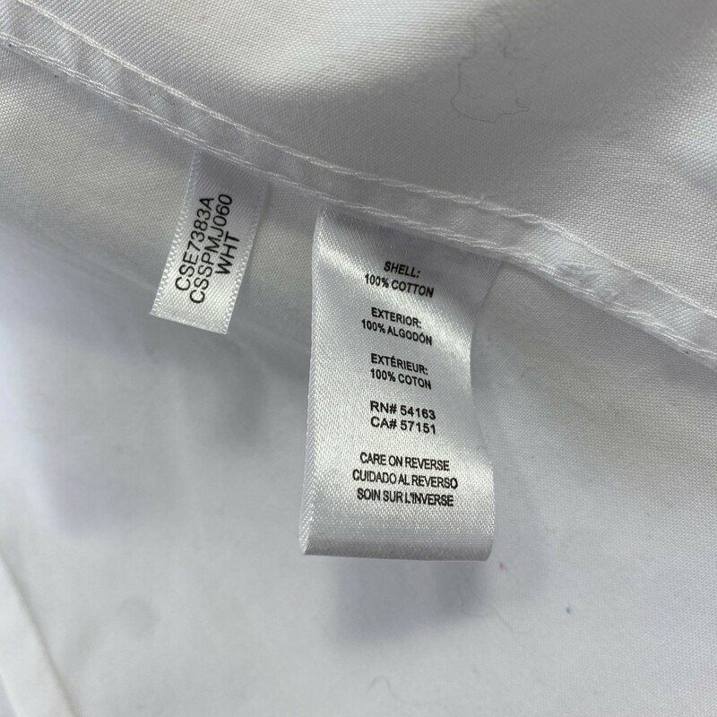 100-017 Calvin Klein, White, Size: 6 White button-down  cotton good condition