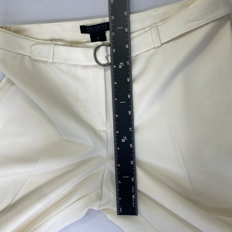 100-197 The Limited Stret, White, Size: 4 wide leg belted cream pants