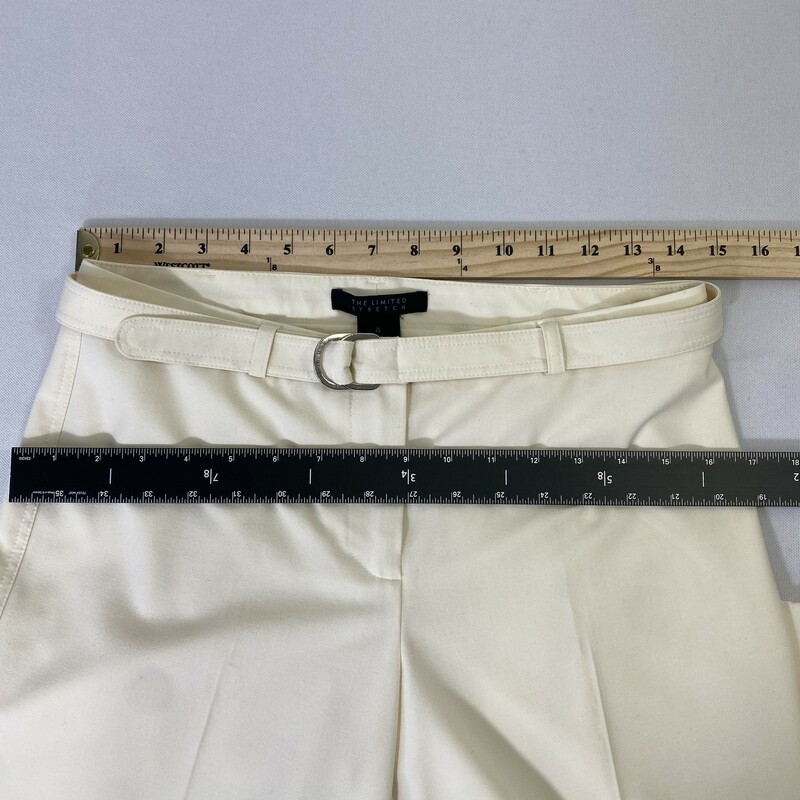 100-197 The Limited Stret, White, Size: 4 wide leg belted cream pants