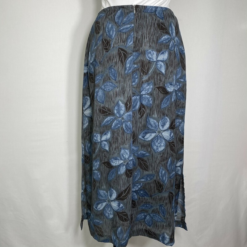 100-115 Patricia Jones US, Blue, Size: 10 petite pattenred long sheer skirt